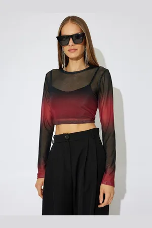 Koton Women Striped Polo Collar Extended Sleeves Pockets T-shirt