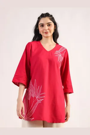 JISORA Women Floral Printed V-Neck Cotton Top