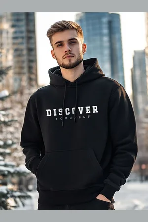 NOBERO Men Printed Hooded Sweatshirt