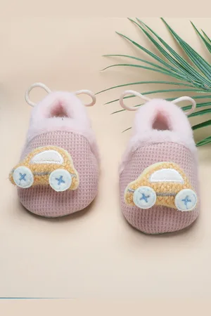 Baby Moo Girls Slip-On Anti-Skid Plush Warm Cotton Booties