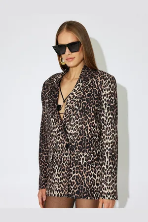 Koton Women Lapel Collar Animal Printed Casual Tailored Jacket