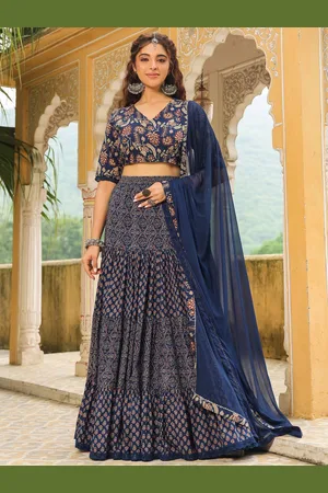 Janasya Printed Ready to Wear Lehenga & Blouse With Dupatta