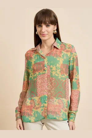 Mast & Harbour Women Relaxed Spread Collar Abstract Printed Crepe Casual Shirt