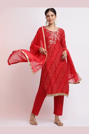 Jaipur Bandhani Printed Gota Patti Kurta Set With Dupatta