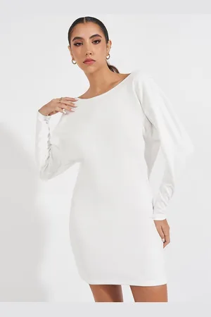 Styli Women Lace Trim Open Back Sweater Mini Dress