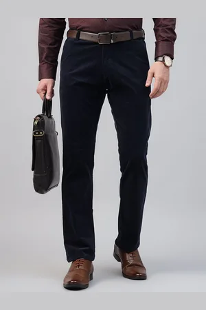 HANCOCK Men Comfort Slim Fit Velvet Formal Trousers