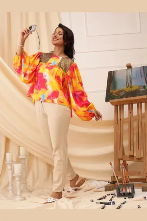 Quiero Women Ethnic Motifs Printed Round Neck Top