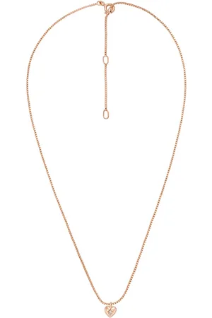 Fossil Rose Gold-Plated Sterling Silver Stone-Studded Pendant With Chain