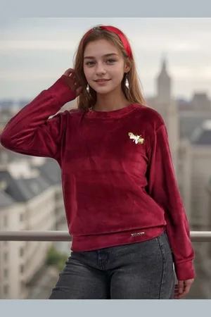 BAESD Girls Wool Solid Crop Sweatshirt