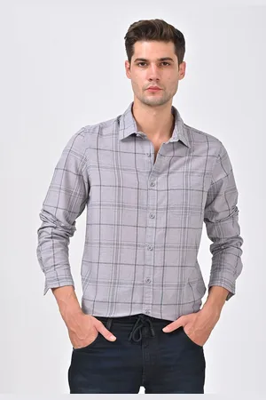 POE Men Smart Slim Fit Opaque Checked Casual Shirt