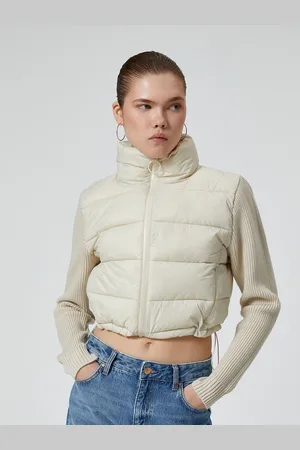 Koton Women Mock Collar Solid Casual Puffer Jacket