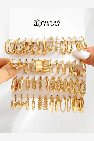 Jewels Galaxy Set of 24 Gold Plated Half Hoop Earrings