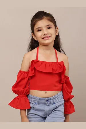 BAESD Girls Halter Neck Ruffles Crop Tops