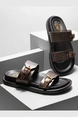 U.S. Polo Assn. MARIA Women Printed Open Toe Flats with Buckles