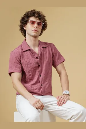 PAUL STREET Men Club Cuban Collar Textured Slim Fit Casual Shirt