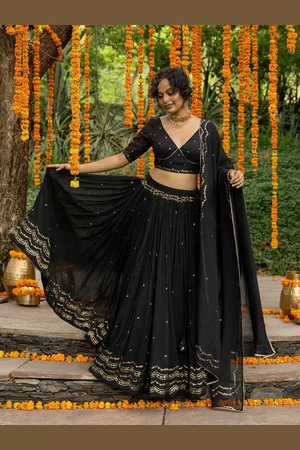 Suta Printed Gotta Patti Pure Cotton Semi-Stitched Lehenga & Unstitched Choli With Dupatta