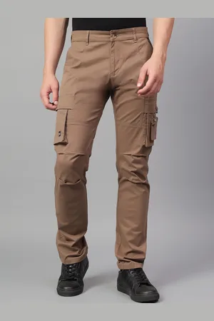 CANTABIL Men Brown Solid Full Length Cargos Trousers