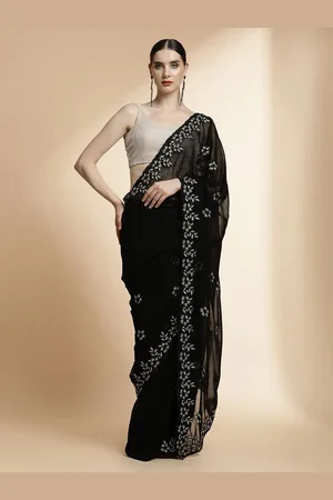 Jaipur Party Wear Embroidered Pure Georgette Saree