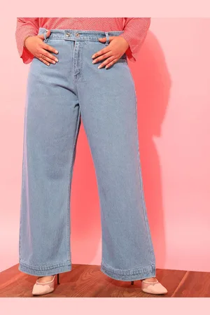 CURVY STREET Women Plus Size Clean Look High-Rise Wide Leg Jeans