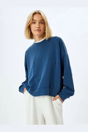 Koton Women Solid Round Neck Pullover Ribbed Sweatshirt