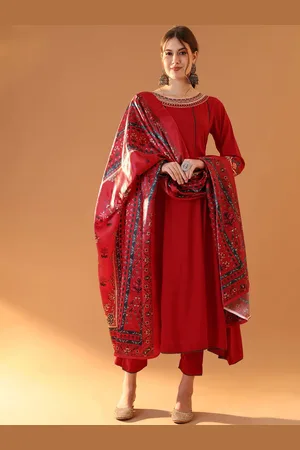 Tulsattva Ethnic Motifs Embroidered Panelled A-Line Kurta With Trouser With Dupatta
