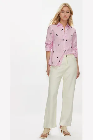 LULU & SKY Women Spread Collar Vertical Striped Cotton Casual Shirt