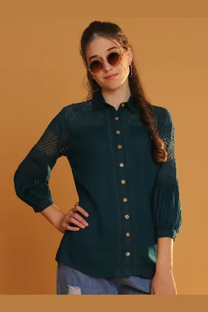 Tulsattva Women Classic Cutaway Collar Solid Casual Shirt