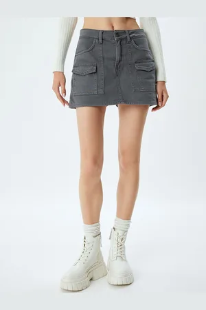 Koton Women Cotton A-Line Mini Skirt