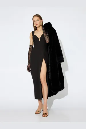 Koton Women Solid Side Slit Cut-Out Party Wear Dress