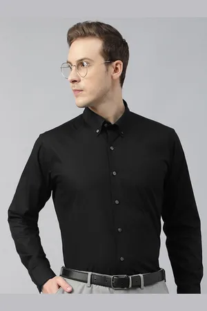 HANCOCK Men Button-Down Collar Solid Cotton Slim Fit Formal Shirt