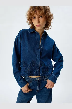 Koton Women Spread Collar Solid Cotton Casual Shirt
