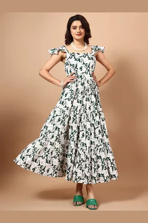Kalini Women Floral Printed Square Neck Maxi Dress