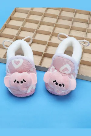 Baby Moo Girls Cotton Soft Slip-On Anti-Skid Plush Warm Booties