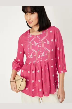 Max Collection Women Cotton Printed Round Neck Three-Quarter Sleeves Tunic