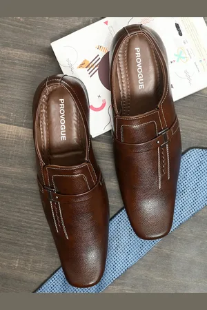 Provogue Men Leather Formal Slip-On Brown Shoes