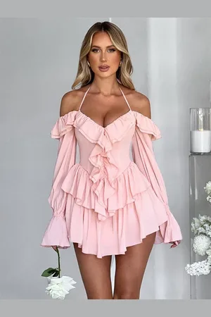 LULU & SKY Women Self Design Flared Sleeve A-Line Mini Dress