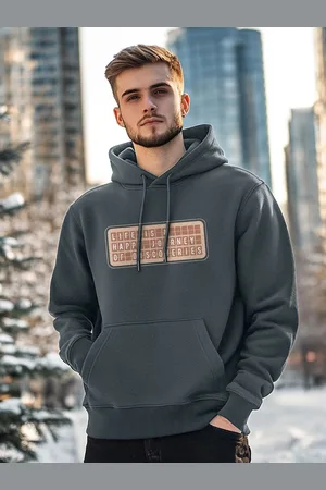 NOBERO Men Printed Hooded Sweatshirt