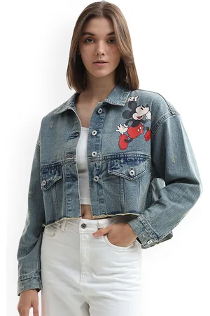 ONLY Women Geometric Crop Denim Jacket