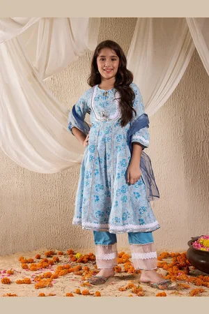 pspeaches Girls Floral Printed Regular Kurta with Pyjamas & With Dupatta