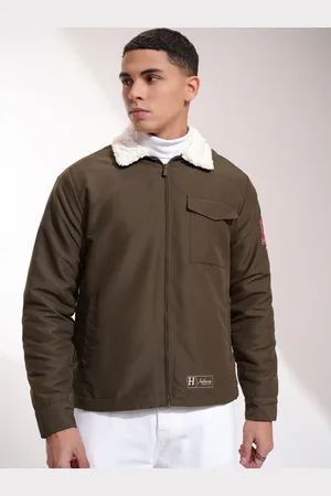 Highlander Men Spread Collar Solid Casual Bomber Jacket