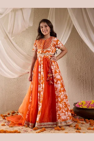pspeaches Girls Printed Ready to Wear Lehenga & Blouse With Dupatta