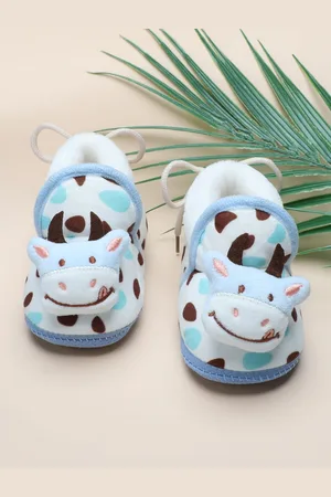 Baby Moo Boys Cotton Slip-On Anti-Skid Plush Warm Booties