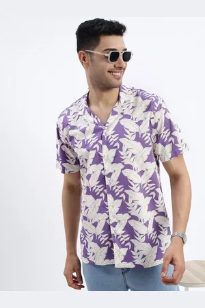 SHOWOFF Men Premium Cuban Collar Floral Printed Cotton Relaxed Fit Casual Shirt