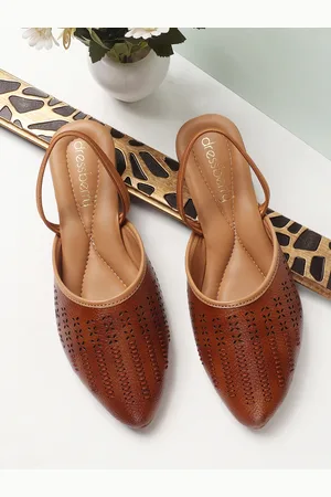 DressBerry Women Faux Leather Pointed Toe Mules with Laser Cuts Detailing