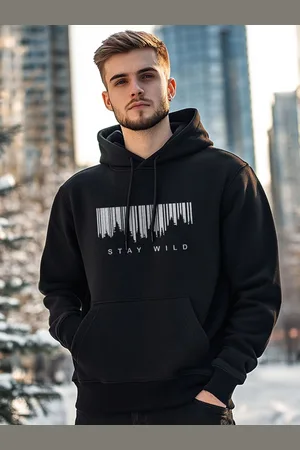 NOBERO Men Printed Hooded Sweatshirt