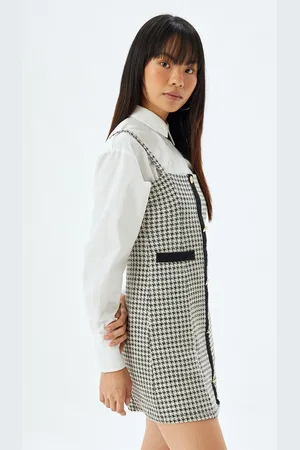 Koton Women Shoulder Straps Checked Printed Pinafore Dress