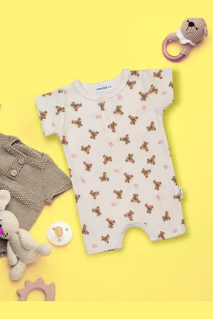 MeeMee Infants Conversational Printed Cotton Romper