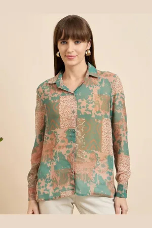 Mast & Harbour Women Relaxed Spread Collar Abstract Printed Crepe Casual Shirt