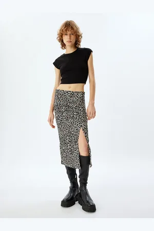 Koton Women Printed Straight Midi Skirt