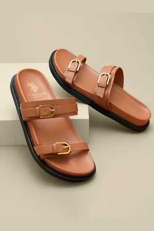 U.S. Polo Assn. Women Open Toe Flats with Buckles VINCENZA